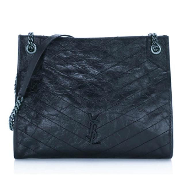 Saint Laurent Shoulder Bag Niki Medium Monogram Blue Patent Leather Tote