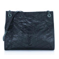 Saint Laurent Shoulder Bag Niki Medium Monogram Blue Patent Leather Tote