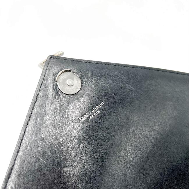 Saint Laurent Shw Matelasse Chevron Monogram Large College Satchel Black Sheepskin Leather Shoulder Bag