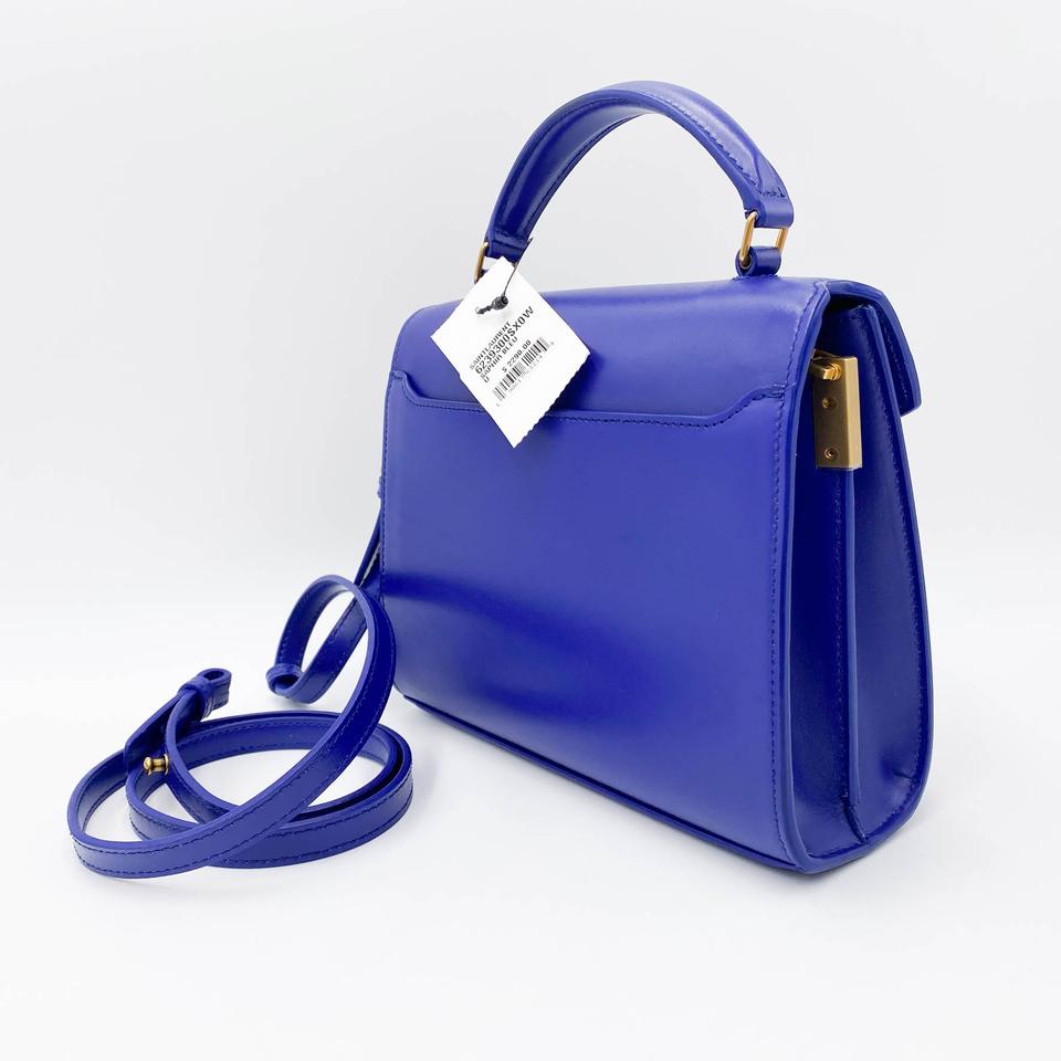 Saint Laurent Top Handle Cassandre Mini Blue Leather Cross Body Bag