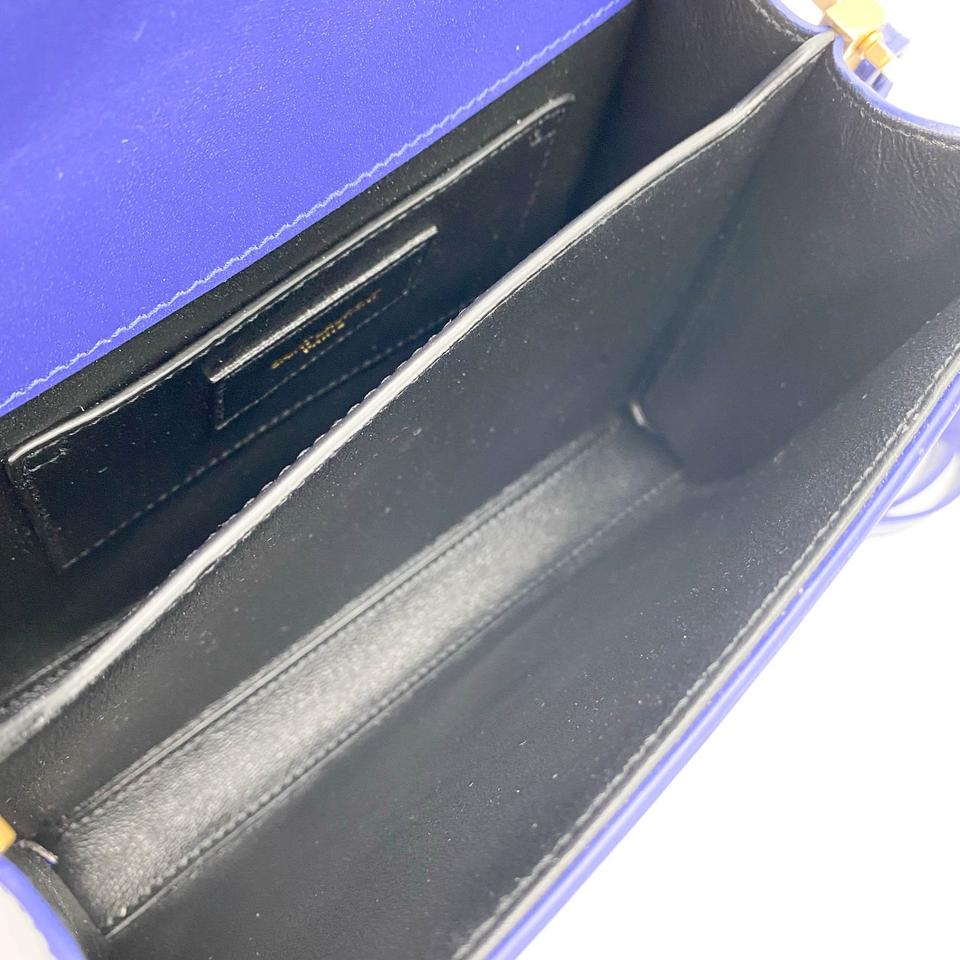 Saint Laurent Top Handle Cassandre Mini Blue Leather Cross Body Bag