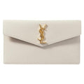 Saint Laurent Uptown Off-white Textured Leather White Canvas Clutch