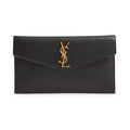 Saint Laurent Monogram Uptown Calfskin Envelope Black Leather Clutch