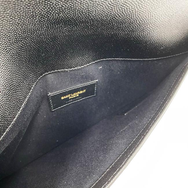 Saint Laurent Monogram Uptown Calfskin Envelope Black Leather Clutch