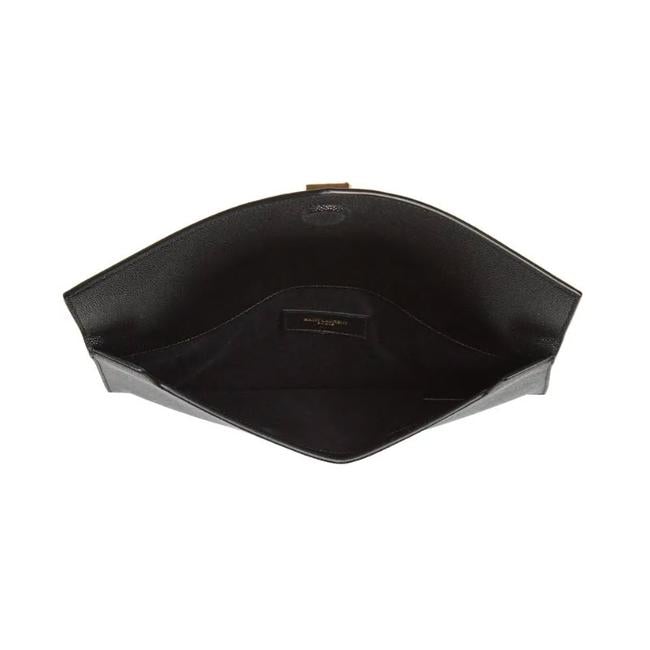 Saint Laurent Monogram Uptown Calfskin Envelope Black Leather Clutch