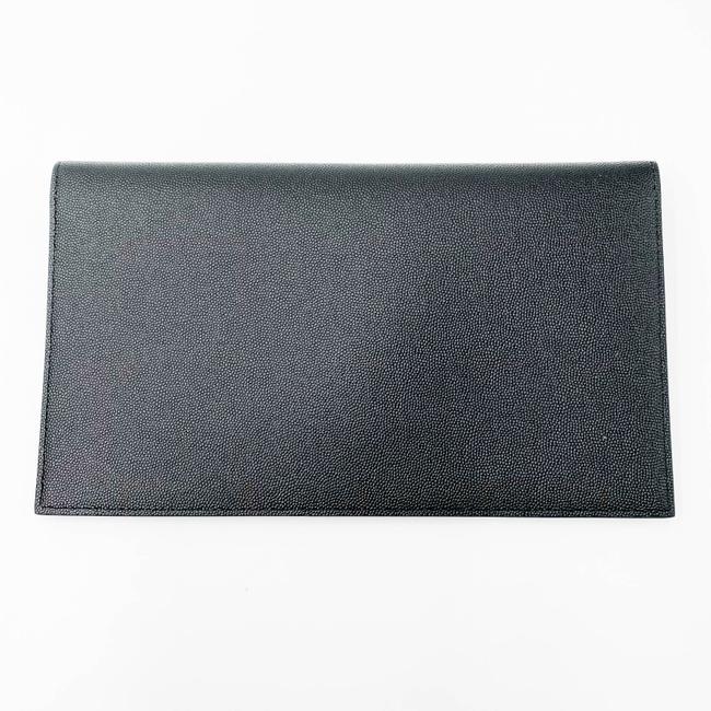 Saint Laurent Monogram Uptown Calfskin Envelope Black Leather Clutch