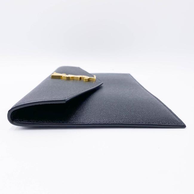 Saint Laurent Monogram Uptown Calfskin Envelope Black Leather Clutch