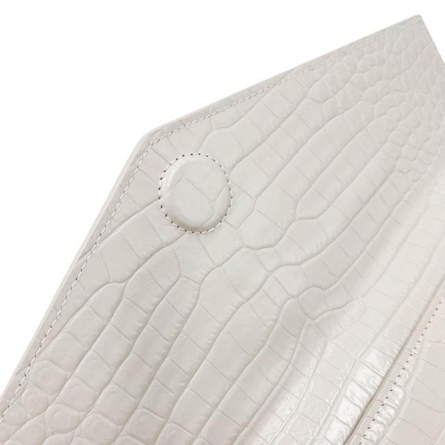 Saint Laurent Uptown Crocodile-embossed Pouch Monogram White Leather Clutch