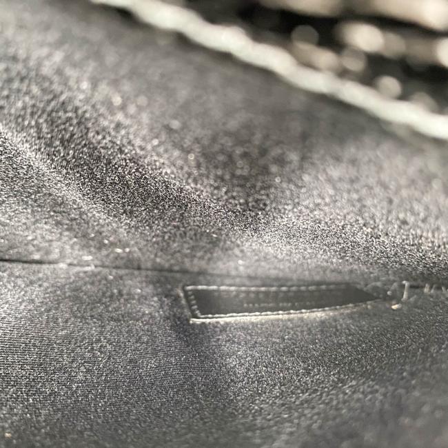 Saint Laurent Uptown Embossed Monogram Black Crocodile Skin Leather Clutch