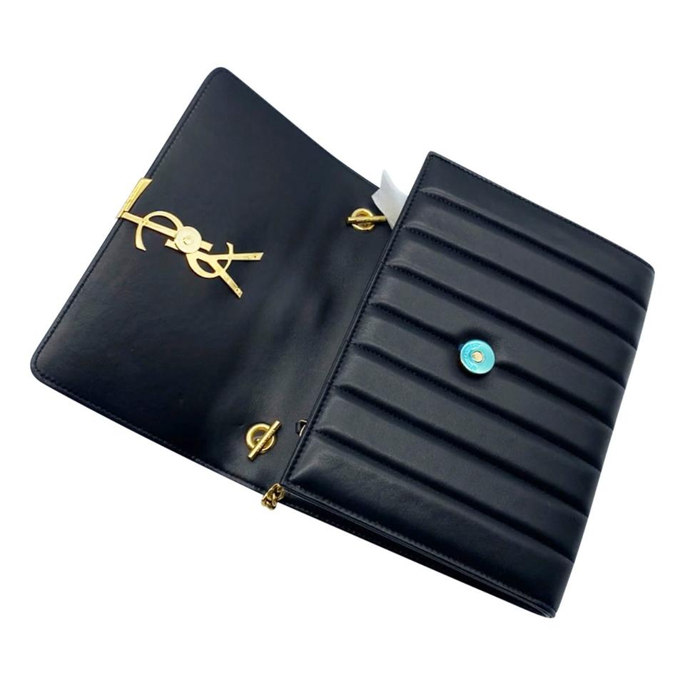 Saint Laurent Vicky Small Wallet On A Chain Black Leather Shoulder Bag