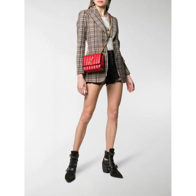 Saint Laurent Vicky Women's Small Quilted Red Leather Shoulder Bag