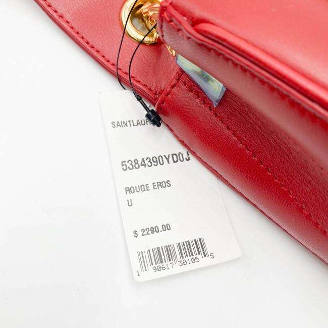Saint Laurent Vicky Women's Small Quilted Red Leather Shoulder Bag