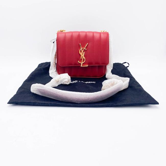Saint Laurent Vicky Women's Small Quilted Red Leather Shoulder Bag