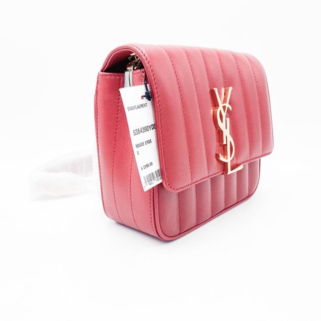 Saint Laurent Vicky Women's Small Quilted Red Leather Shoulder Bag