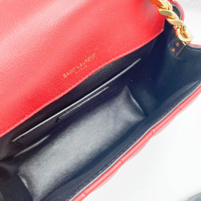 Saint Laurent Vicky Women's Small Quilted Red Leather Shoulder Bag
