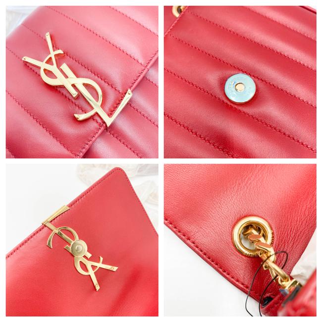Saint Laurent Vicky Women's Small Quilted Red Leather Shoulder Bag