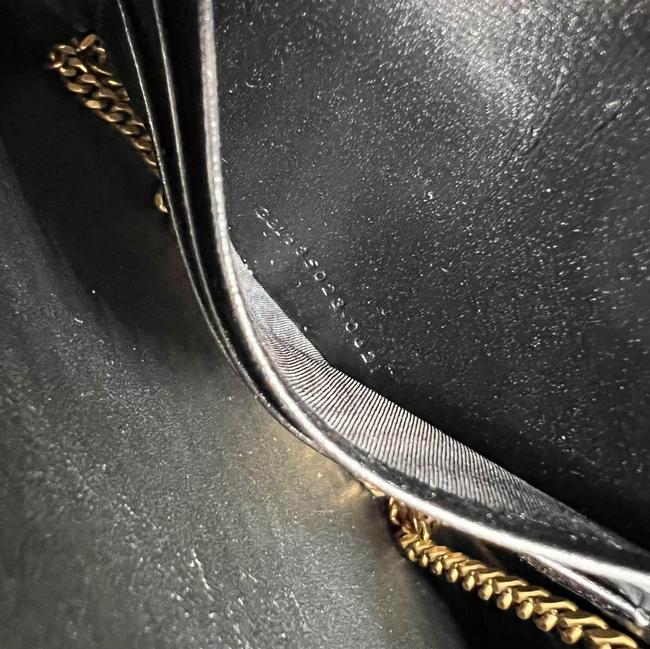 Saint Laurent Wallet on Chain Cassandre Ysl Checkered Black Tweed Cross Body Bag