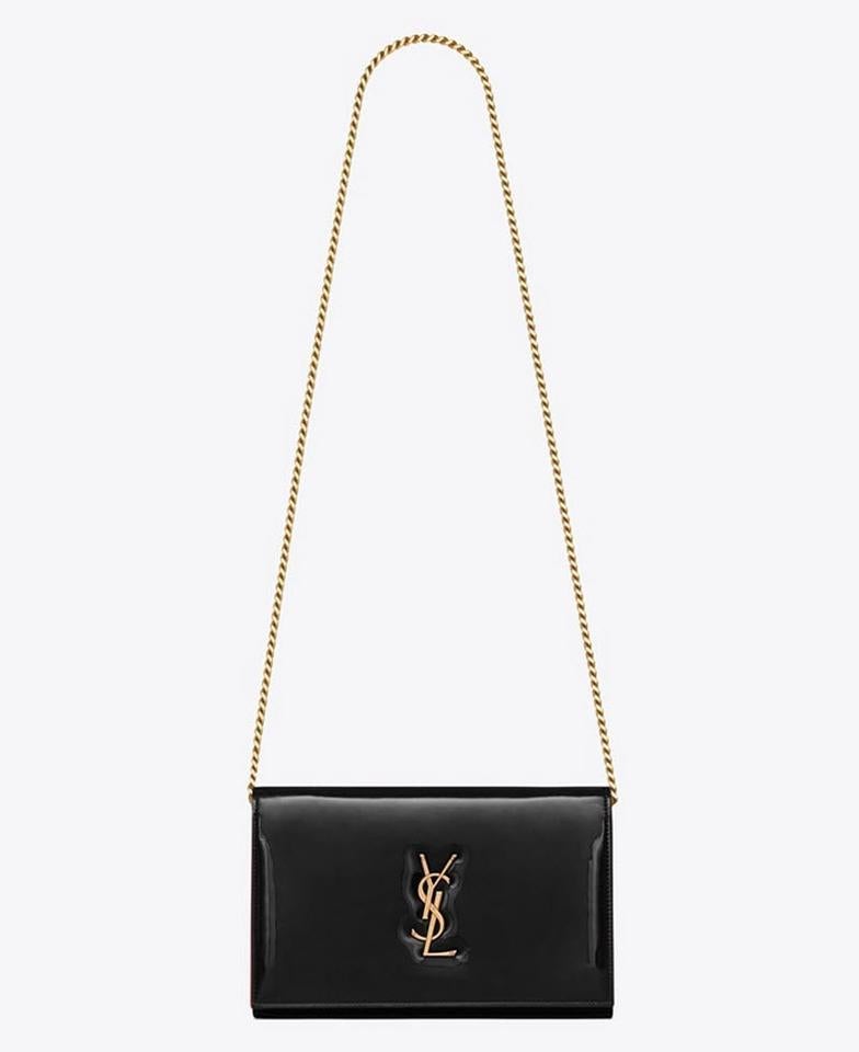 Saint Laurent Wallet on Chain Monogram Kate Monogram Ysl Black Patent Leather Shoulder Bag