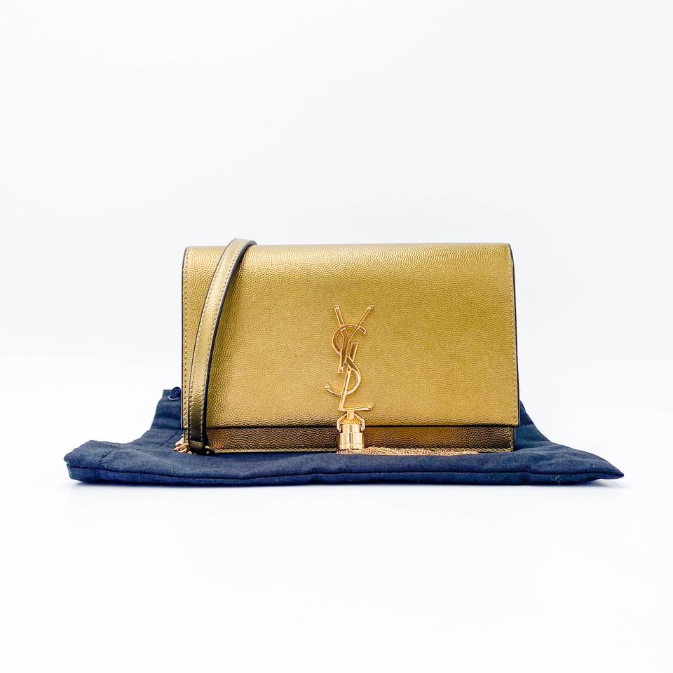 Saint Laurent Wallet on Chain Monogram Kate Ysl Monogram Metallic Tassel Gold Leather Cross Body Bag
