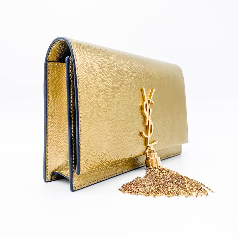 Saint Laurent Wallet on Chain Monogram Kate Ysl Monogram Metallic Tassel Gold Leather Cross Body Bag