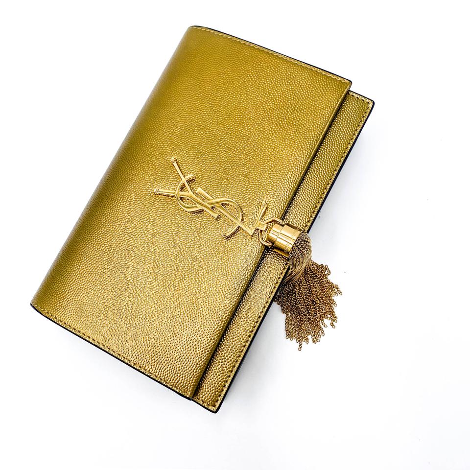 Saint Laurent Wallet on Chain Monogram Kate Ysl Monogram Metallic Tassel Gold Leather Cross Body Bag