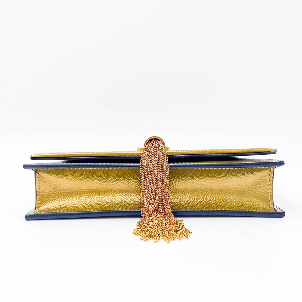 Saint Laurent Wallet on Chain Monogram Kate Ysl Monogram Metallic Tassel Gold Leather Cross Body Bag