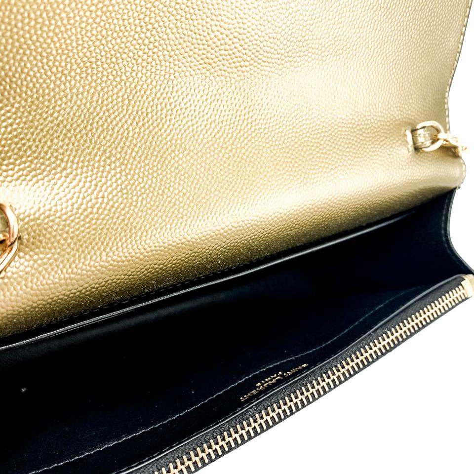 Saint Laurent Wallet on Chain Monogram Kate Ysl Monogram Metallic Tassel Gold Leather Cross Body Bag