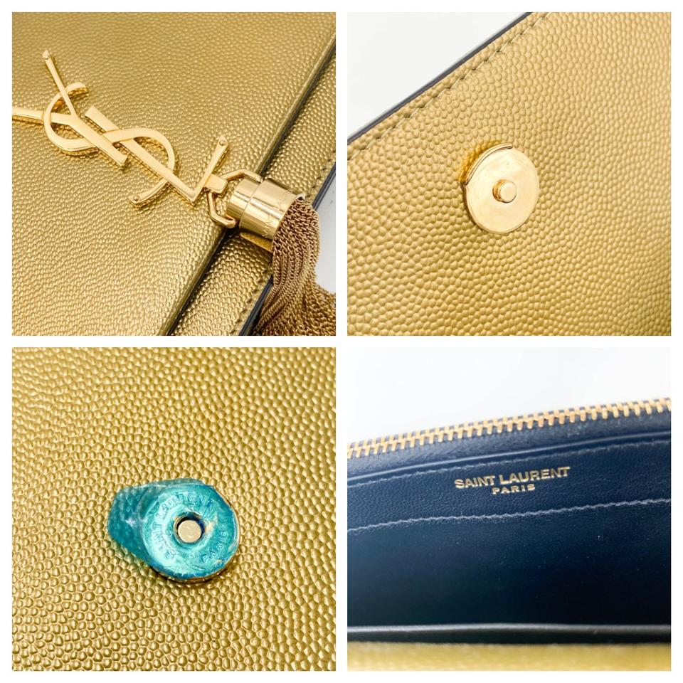 Saint Laurent Wallet on Chain Monogram Kate Ysl Monogram Metallic Tassel Gold Leather Cross Body Bag