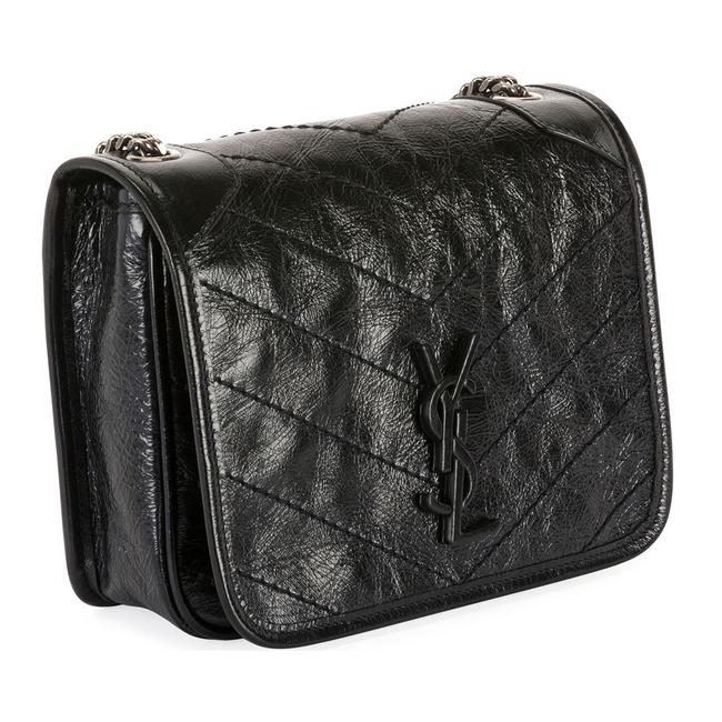 Saint Laurent Wallet on Chain Niki Ysl Monogram Vintage Calfskin Black Leather Shoulder Bag