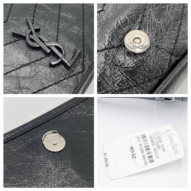 Saint Laurent Wallet on Chain Niki Ysl Monogram Vintage Calfskin Black Leather Shoulder Bag