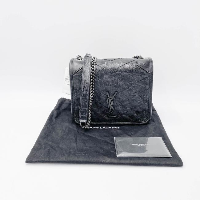 Saint Laurent Wallet on Chain Niki Ysl Monogram Vintage Calfskin Black Leather Shoulder Bag