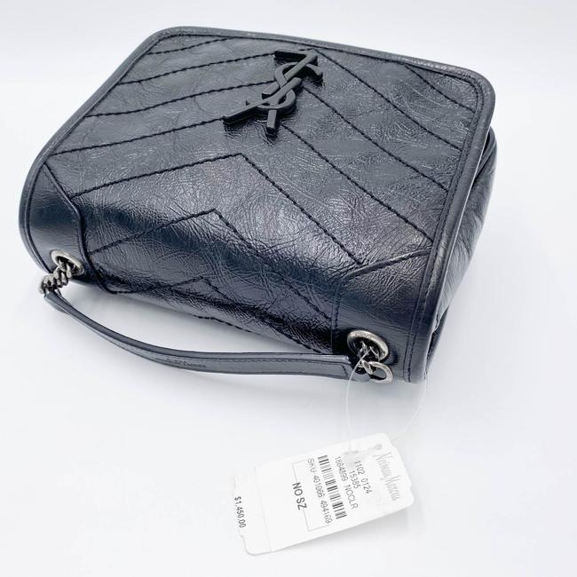 Saint Laurent Wallet on Chain Niki Ysl Monogram Vintage Calfskin Black Leather Shoulder Bag