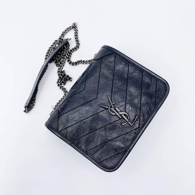 Saint Laurent Wallet on Chain Niki Ysl Monogram Vintage Calfskin Black Leather Shoulder Bag