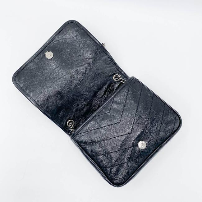 Saint Laurent Wallet on Chain Niki Ysl Monogram Vintage Calfskin Black Leather Shoulder Bag