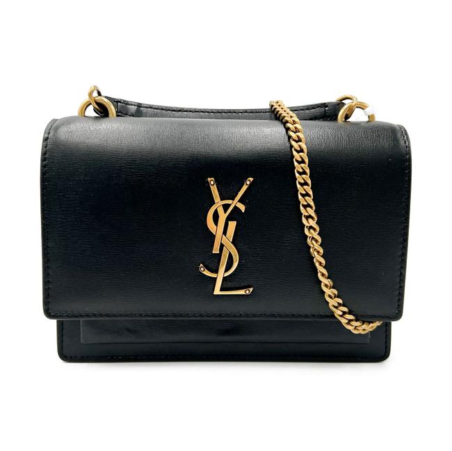 Saint Laurent Wallet on Chain Sunset Monogram Black Leather Cross Body Bag