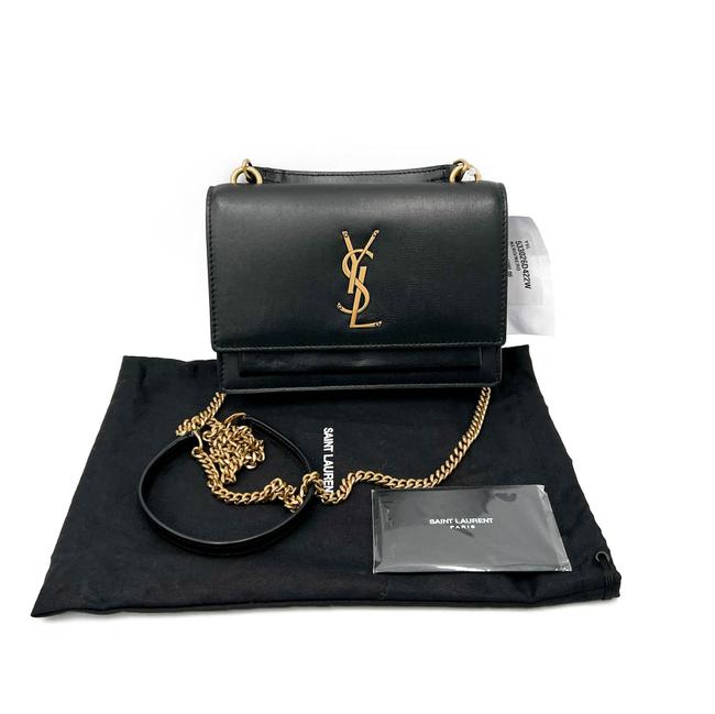 Saint Laurent Wallet on Chain Sunset Monogram Black Leather Cross Body Bag