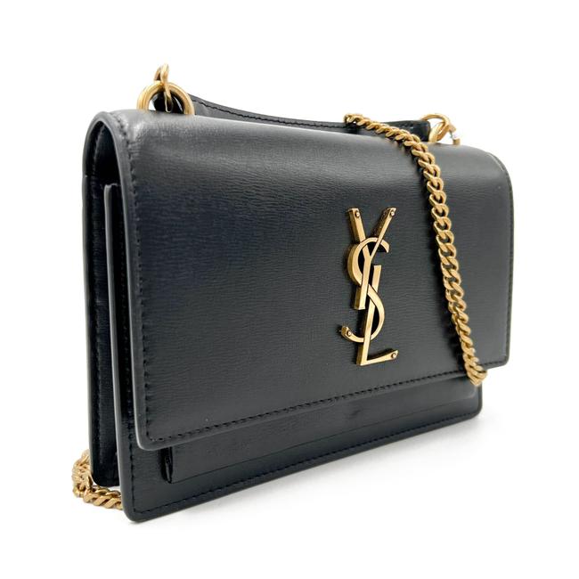 Saint Laurent Wallet on Chain Sunset Monogram Black Leather Cross Body Bag