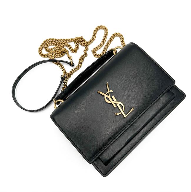 Saint Laurent Wallet on Chain Sunset Monogram Black Leather Cross Body Bag