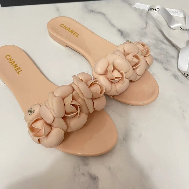 Chanel Camelia Flower PVC Jelly Sandals Spring/Summer Collection Light Pink