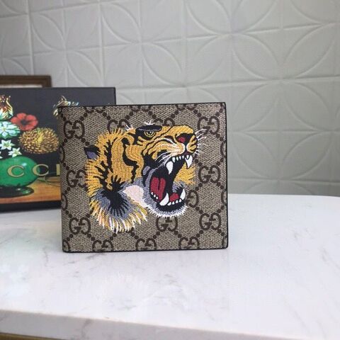 Gucci Bestiary Wallet With King Tiger 11cm